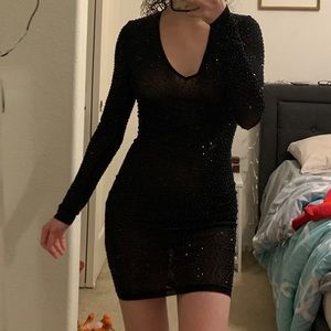 black long sleeve sparkle dress